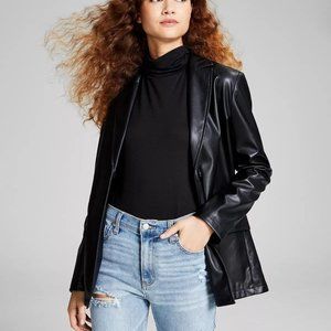 Oversized Faux-Leather Blazer